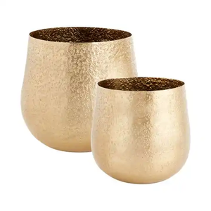 SET/2 jardinières en métal maison décorative luxe nouveau Design fleurs décoration jardin jardinière et Pots avec Design texturé à la main - Product Image 4