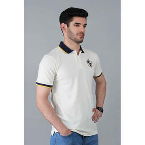 Polo Unze London ODM pour homme, modèle Dennis blanc, coupe ajustée confortable, respirant, en spandex, brodé, avec fermeture éclair, design uni, tailles XL à 6XL - Product Image 3