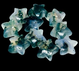 20 piedras preciosas de estrella de ágata de musgo verde, piedras de cabujón pulidas, lote de piedras preciosas sueltas de 10mm a 20mm - Product Image 1