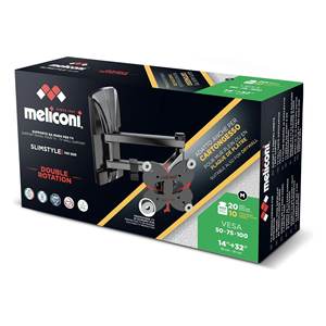 Support mural pour téléviseur et moniteur SLIMSTYLE PLUS 100SDR CG à double rotation noir 20 kg VESA 100 x 100 Crochets et rails Modèle 480979 - Product Image 2