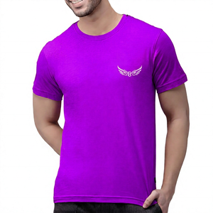 T-shirt rouge uni à col rond et manches courtes pour homme avec logo, décontracté, respirant, coupe jersey, longueur standard - Product Image 3