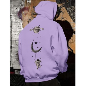 Nueva llegada de 100% algodón manga larga hombro pendiente cuello redondo impreso cómodo de talla grande Sudadera con capucha para hombre - Product Image 2