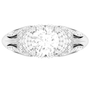 Élégante bague de mariage pour femme de style vintage sertie de diamants de laboratoire ronds de 3.0 carats en or blanc 14 carats du fabricant - Product Image 4
