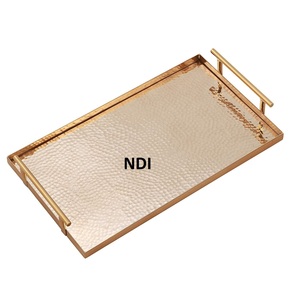 Bandeja de servidor de alimentos con acabado de cobre de forma personalizada de decoración hecha a mano de alta calidad para uso de catering en el hogar, Hotel, restaurante - Product Image 1