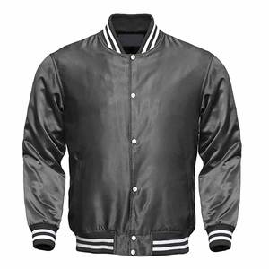 Veste universitaire en satin de soie marine pour homme, qualité supérieure, polyester, fabriquée au Pakistan, vente chaude, dernier design, veste en satin personnalisée - Product Image 4
