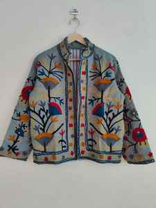 Chaqueta Suzani de Algodón Hecha a Mano, Abrigo Boho Tribal TNT, Chaqueta de Moda para Festivales, Chaqueta Étnica Bordada, Abrigo de Algodón Suzani - Product Image 4