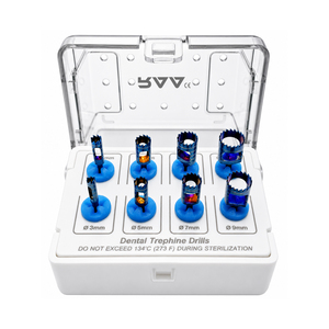 Kit de 8 Piezas de Brocas Dentales Manuales con Certificación CE, Recubiertas de Titanio Azul, con Soporte - Product Image 1
