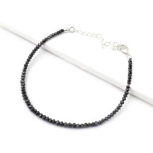 AAA+ Black Diamond <b>Bracelet</b> with 2.5-3MM Zircon <b>Ball</b> Beads - Product Image 5