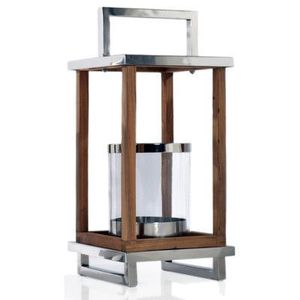 Unique stainless steel candle lantern with curved edges used for premium event design or gallery <b>spaces</b> - Product Image 3