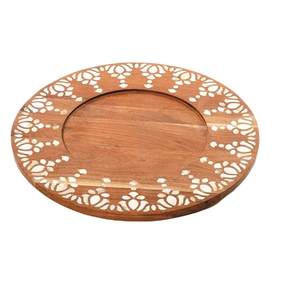 Assiette à chocolat Wood & MOP de haute qualité Design tendance Assiette à salade en bois Assiette à dessert de forme ronde de qualité exclusive - Product Image 6