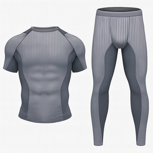 Conjunto Deportivo Premium de Compresión, Camiseta de Manga Corta y Pantalones Largos, Protección Solar UPF50+, Secado Rápido, Ecológico, para Gimnasio - Product Image 3