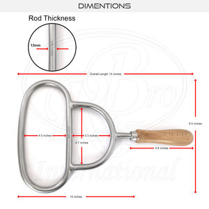 Instrument vétérinaire Schulze, écarteur buccal/cale en acier chromé avec manche en bois - Product Image 3