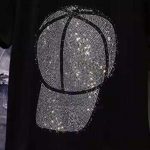 Camisetas de hombre de algodón 100% de alta calidad con servicio OEM de diamantes de imitación disponible - Product Image 3