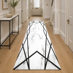 Tapis de salon en chenille gris argenté à motif design imprimé numériquement, lavable en machine, antidérapant - RUGS DEPOT LXDP-0448 (vente en gros) - Product Image 5