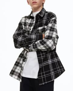 Meilleure vente haute qualité nouveau Design chemise à carreaux garçon manches longues enfants chemises à carreaux avec bouton coton enfants chemises décontractées - Product Image 2