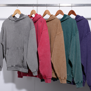 Sweat-shirt à capuche oversize pour homme, marque privée, couleur unie, en coton French Terry, décontracté, pour l'automne, effet délavé à l'acide - Product Image 1