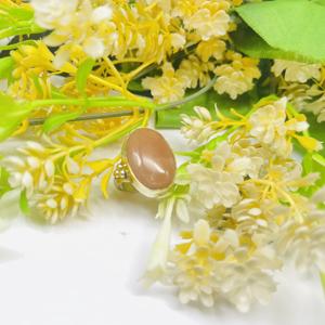 Natural Peach Sunstone Oval Cut 925 Sterling <b>Silver</b> Bezel Setting <b>Statement</b> <b>Ring</b> Handmade Women's - Product Image 1