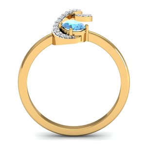 S <b>Letter</b> Blue Topaz Zircon Ring 18k Gold Plated <b>Brass</b> Wholesale Ring For Women - Product Image 2