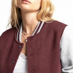 Chaqueta universitaria con letras de béisbol para mujer de alta calidad personalizada con bordado de chenilla y mangas de cuero para otoño - Product Image 4
