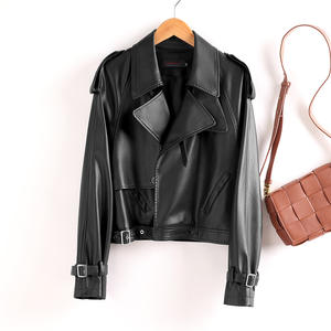 Femmes automne Vintage Chic Bomber vêtements d'extérieur nouvelle mode bordeaux PU veste en cuir manteau Logo à manches longues réversible uni teint - Product Image 2