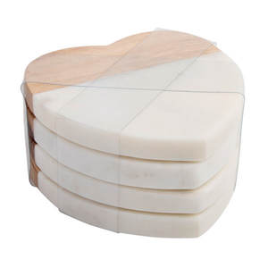 Meilleur sous-verre en forme de cœur en marbre et en bois pour la maison, la cuisine, la fête de mariage, la pierre et le noyer au prix de gros - Product Image 2