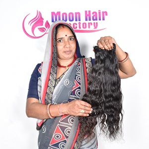 Vente en gros Produit original cuticule naturelle Aspect brut indien tempe faisceaux de cheveux humains ondulés dessinés doux soyeux en vente par Export - Product Image 5