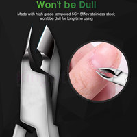Coupe-ongles professionnels en acier inoxydable de haute qualité, durables, avec logo personnalisé, à ouverture large et courbée pour les cuticules et les ongles.