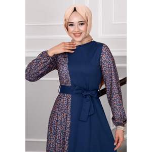 Robe hijab à motifs zébrés indigo - Product Image 1