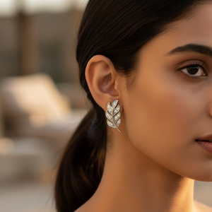 Pendientes de Botón Vintage con Detalles de Diamantes, Plata 925, Hoja, Oro Rosa, Blanco, Oro de 14k, Forma de Mariposa, Ópalo, 100% Auténticos para Mujer - Product Image 1