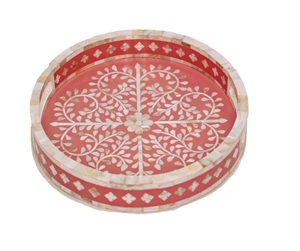 Bandeja de servicio con incrustaciones de fregona y resina, bandeja decorativa hecha a mano para té, Vintage Decoración de mesa, regalos de acento - Product Image 2