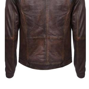 Trendy Custom Cotton <b>Filled</b> 100% Genuine Leather Nylon <b>Mens</b> <b>Jackets</b> Zipper Closure Vintage Style Casual Wear <b>Men</b> Leather <b>Jacket</b> - Product Image 6