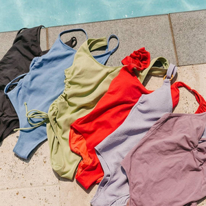 Ropa de maternidad caliente Traje de baño Una pieza Embarazada Ropa de playa Traje de baño Color sólido y estampado de puntos Trajes de baño de talla grande - Product Image 4