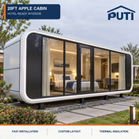 Maisonnette moderne en forme de pomme de 20 pieds ou 40 pieds, préfabriquée et modulaire, prête à l'emploi, avec chambre et salle de bain, idéale pour l'hébergement touristique et la location de vacances