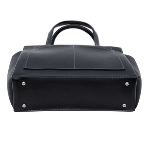 Sac fourre-tout vintage en cuir véritable noir, sac à main pour femme, sac à bandoulière pour le travail, grand sac à main, poches, fermeture à glissière, structure rigide, deux - Product Image 5