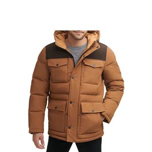 เสื้อโค้ทขนดานของผู้ชายเสื้อโค้ทขนเป็ดจากปากีสถาน100% โพลีเอสเตอร์แจ็คเก็ตกันลมพอดีตัวปกติแจ็กเก็ตฤดูหนาวแบบมีซิปดีไซน์ตามสั่ง - Product Image 4