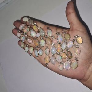 Colgante de ópalo etópico Natural, Plata de ley, hecho a mano, collar de ópalo plateado - Product Image 2