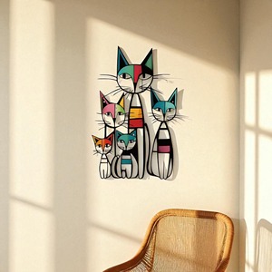 Décoration murale mignonne et colorée avec chat et chaton pour la chambre à coucher, le salon, la salle de jeux, la chambre d'enfant et la crèche, en provenance d'Inde - Product Image 6