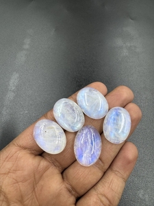 Alta calidad 147ct azul llamativo Arco Iris piedra lunar suave cabujón ovalado Natural piedras preciosas sueltas lote al por mayor - Product Image 4