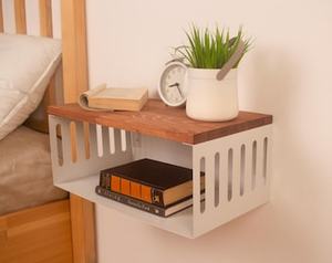 Table de chevet flottante en bois moderne écologique fait à la main avec 2 tiroirs pour chambre salon et bureau à domicile - Product Image 2