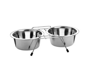 ชามอาหารสัตว์เลี้ยงสแตนเลสแบบคู่ พร้อมขาตั้งลวด สำหรับสุนัข แมว และนก สินค้าขายดีประจำปี 2025 - Product Image 1