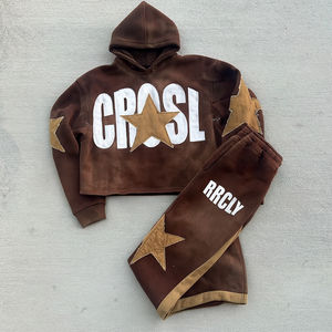 เสื้อฮู้ดกันหนาวมีฮู้ดสำหรับผู้ชายกางเกงวอร์มและชุดเสื้อฮู้ดกันหนาวมีฮู้ดปักลายแนวสตรีทโลโก้ตามสั่ง - Product Image 3