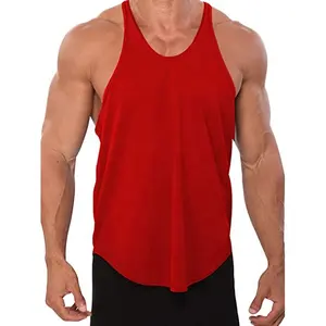 男士Y背肌肉健身纵梁背心健美运动背心批发红色男士背心，带定制标志。