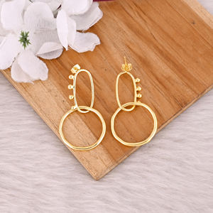 ต่างหูหมุดชุบทองต่างหูทำมือต่างหูทองเหลืองดีไซน์คลาสสิกสำหรับผู้หญิงและเด็กผู้หญิงมาใหม่ - Product Image 4