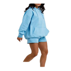 Ensemble short à capuche 100% coton 2 pièces pour femmes - Product Image 5