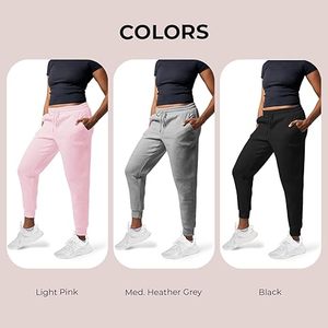 Pantalons de survêtement en molleton respirant à taille élastique pour femmes, coupe mi-longue, style hip-hop, 65% polyester, 35% coton, avec poches - Product Image 4