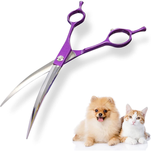 Ciseaux courbes de luxe pour animaux de compagnie en acier inoxydable, prise en main confortable, toilettage sûr et facile pour les animaux (OEM disponible) - Product Image 3