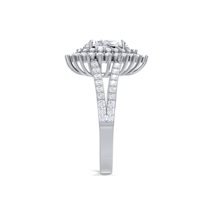 IGI Certified Pear Cut Lab Grown Diamond Double Halo <b>Split</b> Diamond Shank Engagement-Wedding <b>Ring</b> in Solid 925 Sterling Silver - Product Image 3