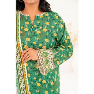 K-52115 Conjunto de 3 Piezas para Mujer, Salwar Kameez de Algodón Khaddar Estampado con Dupatta, Sin Arrugas, Corte Holgado para Ocasiones Casuales - Product Image 2