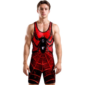 Traje de Lucha Libre en Poliéster y Spandex, Transpirable, de Secado Rápido, Ecológico, en Rojo, Azul y Negro, Colores Personalizados, Sublimación, Talla Personalizada - Product Image 3