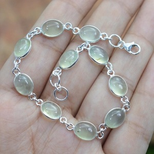 925 Sterling <b>Silver</b> Rhodium Plated <b>Bracelet</b> with Prehnite Topaz Diamond and Pearl Gemstones Rose Gold Religious Style <b>Bangles</b> - Product Image 3